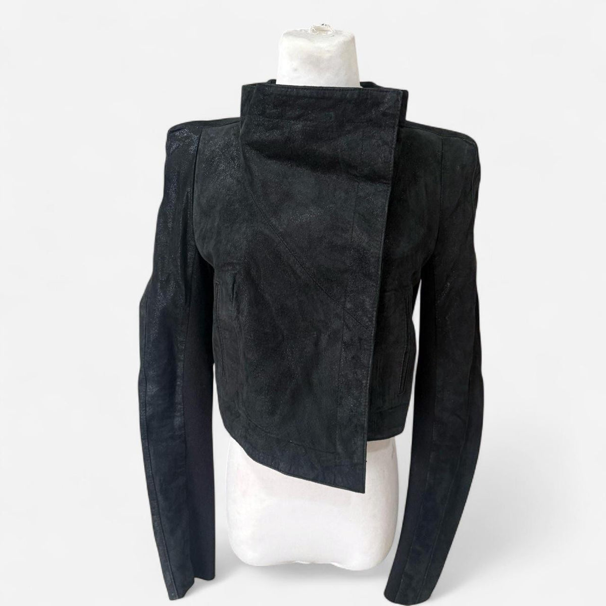 Vero Moda Fitted Pigskin Leather and Rabbit Fur Jacket