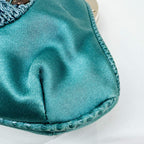 GUCCI Embroidered Teal Satin Hand Bag