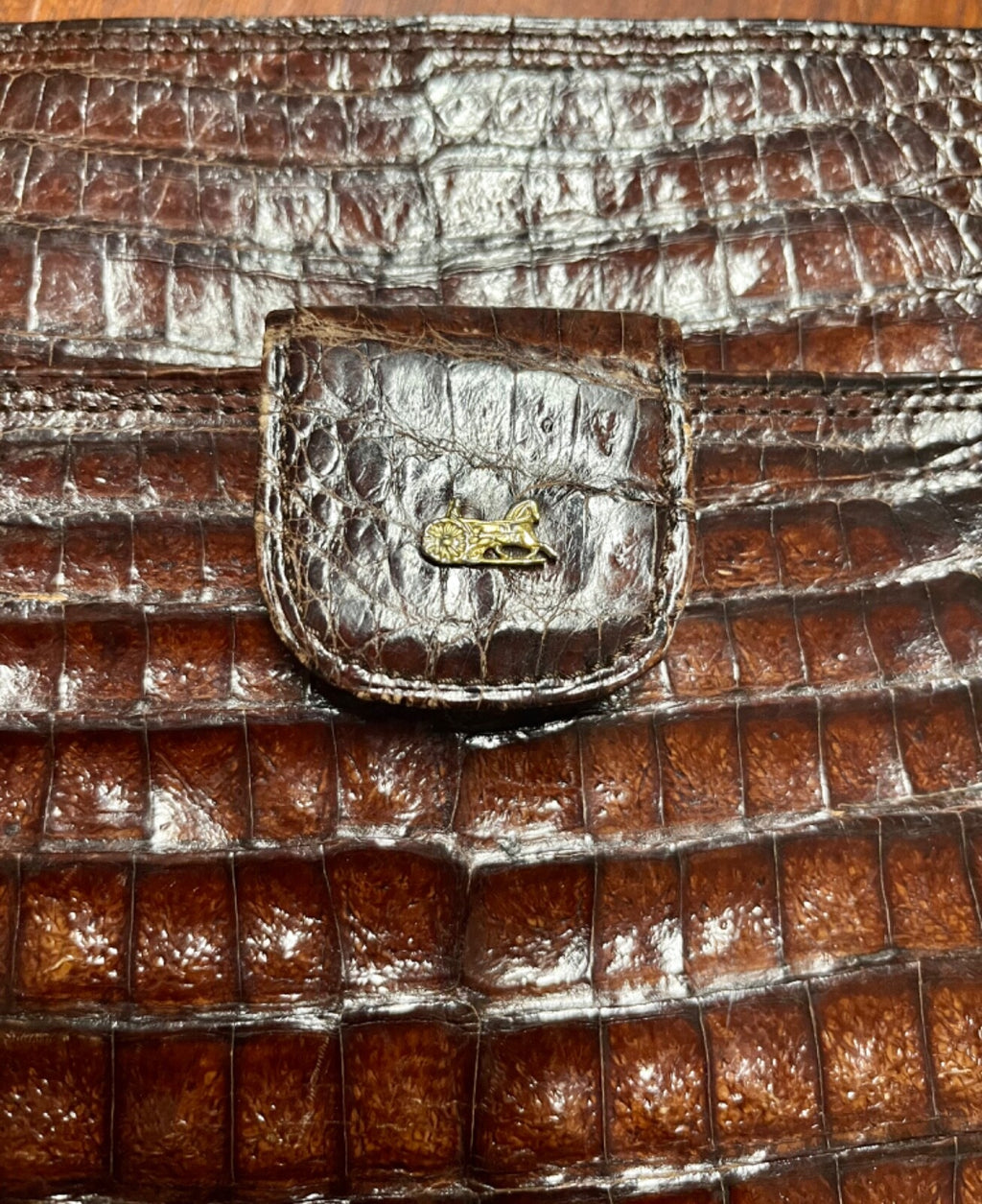 Vintage Dark Brown Crocodile Leather Clutch
