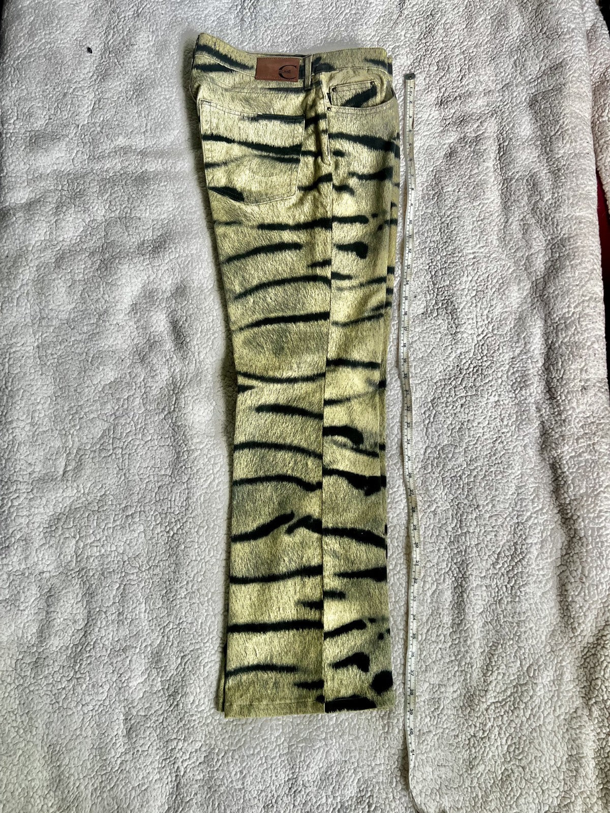 Vintage 2000 Just Cavalli Zebra Print Denim Wide Leg Pants US size 36 /30 inseam