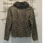 VTG Paraphrase Leopard Print Blazer Jacket Faux Fur Collar Women M Wool Mobwife