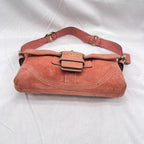 Vintage Coach Y2K Demi Soho Flap Shoulder Bag Suede 8A18 Salmon Pink Pre-Owned
