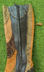 Roberto Cavalli Y2K Leather & Suede Patchwork Boots Size 39.5