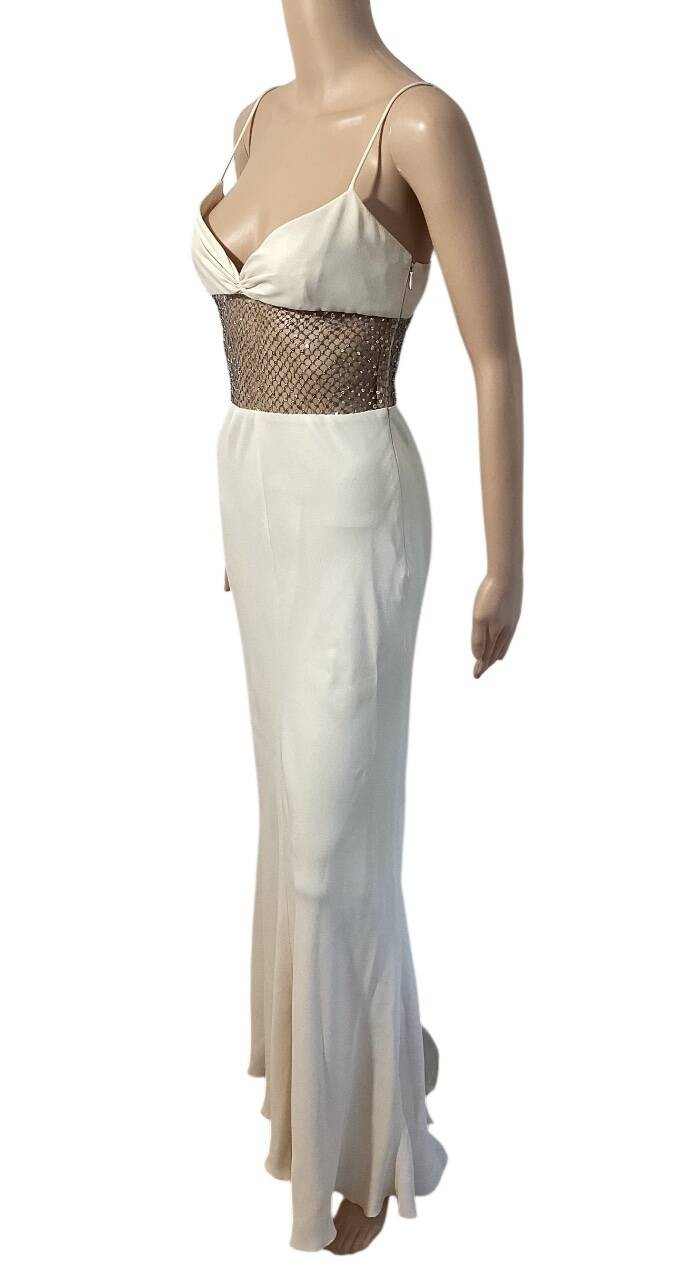 VALENTINO VINTAGE S/S 1997 RUNWAY SHEER EMBELLISHED GOWN SZ SMALL