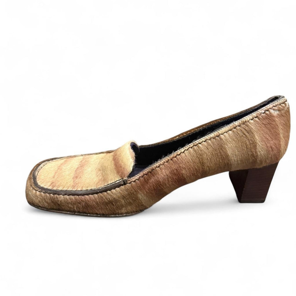 Vintage Fendi Ponyhair Square Toe Block Heels in good condition