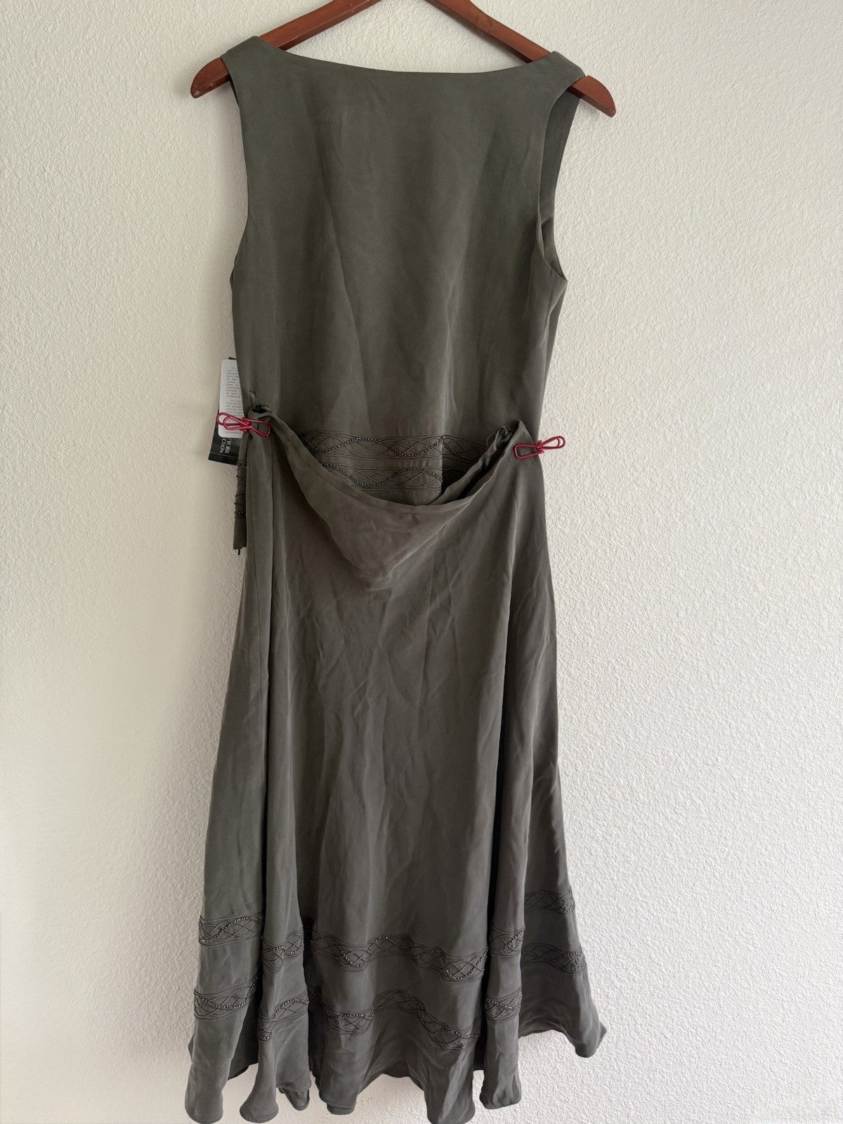 Jones New York Olive Green Beaded Silk Top and Skirt Set Size 6