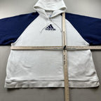 Vintage Adidas Hoodie Sweatshirt Mens XL White Blue Raglan Fleece 3 Stripes y2k
