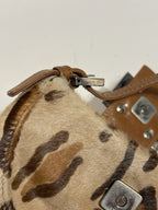Vtg Fendi Leopard Print Pony Hair Croissant Bag