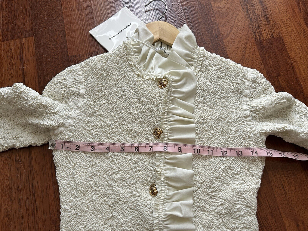 Alexander Wang Smocked Ruffle Long Jacket Dress S In Vintage White