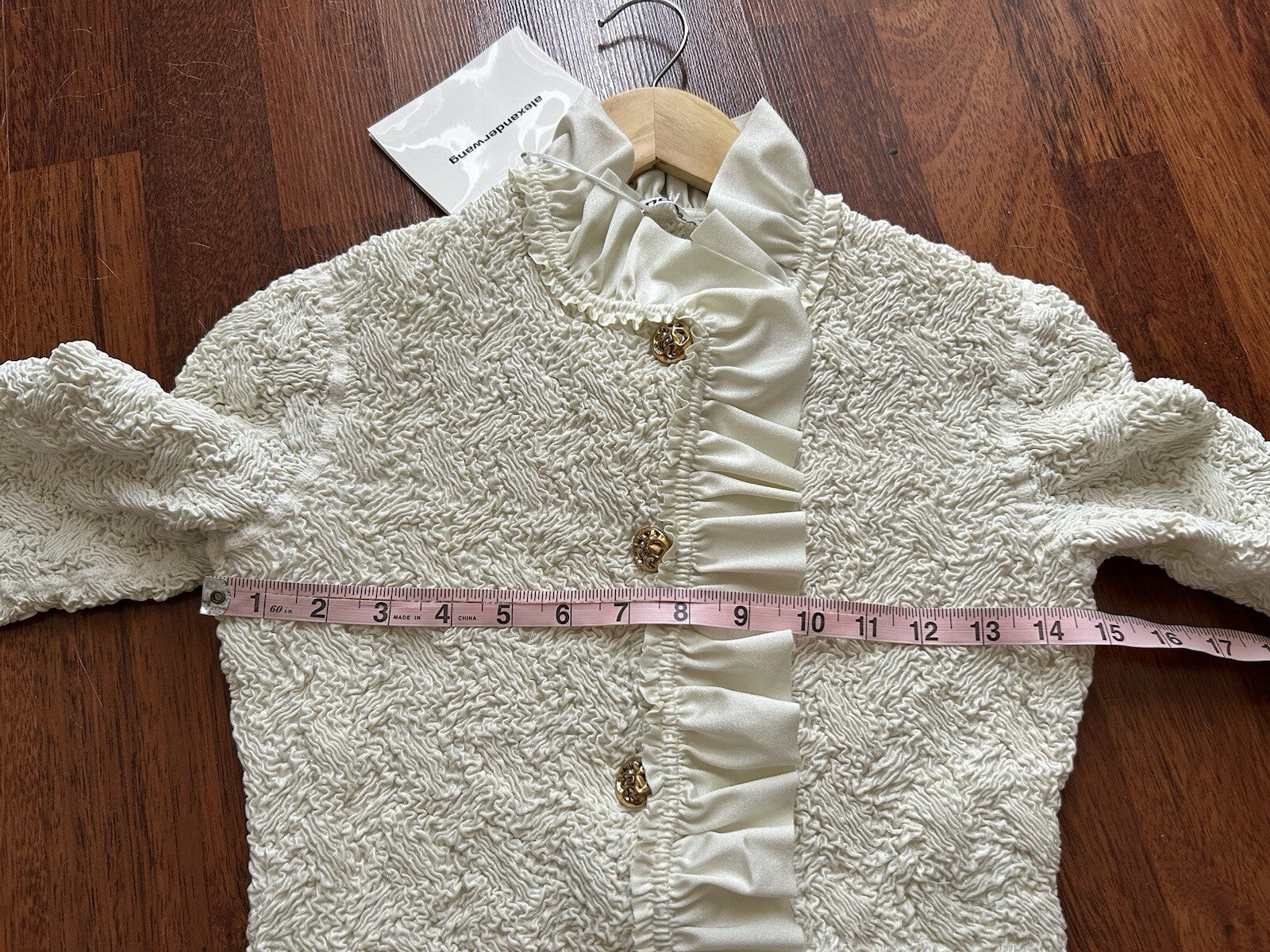 Alexander Wang Smocked Ruffle Long Jacket Dress S In Vintage White