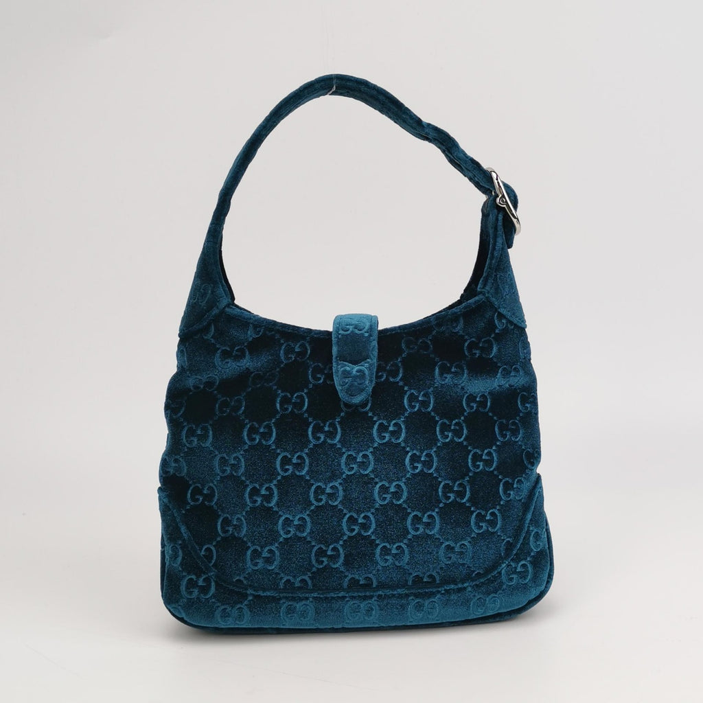 Gucci New Velvet Ashmir GG Monogram Small Jackie 1961 Hobo Velvet Peacock