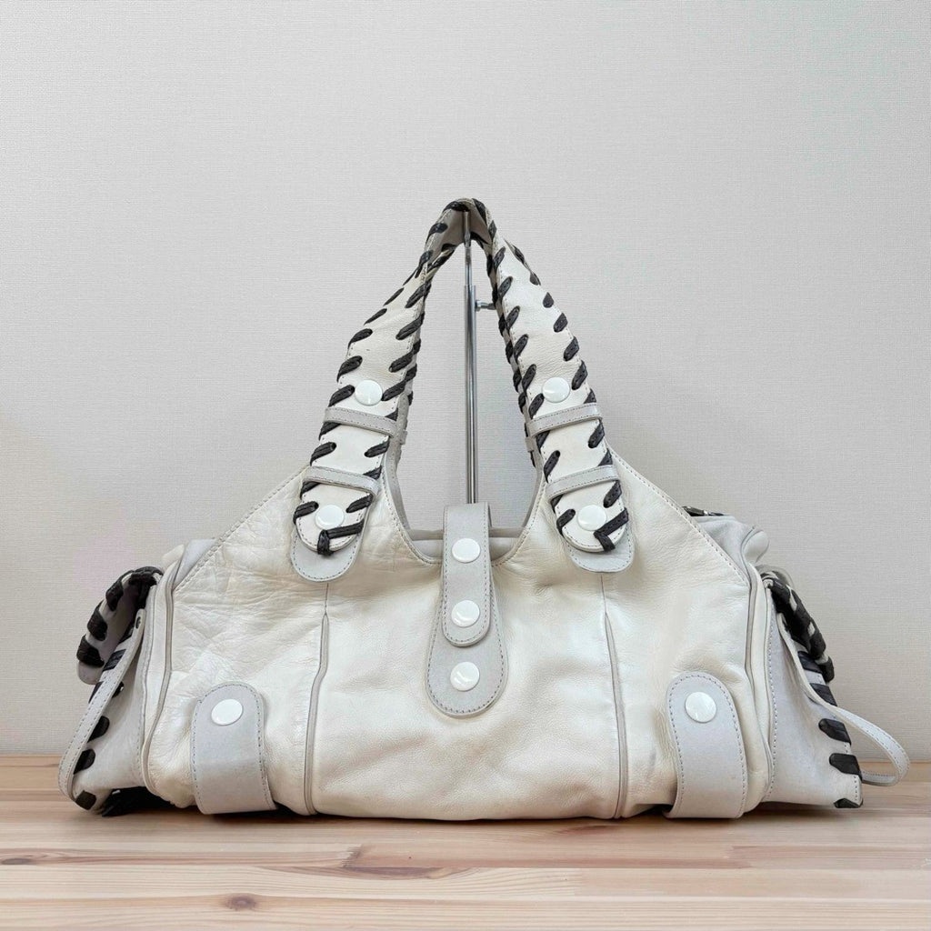 Chloe Silverado White Leather Bag Vintage Early 2000s Large Satchel Tote