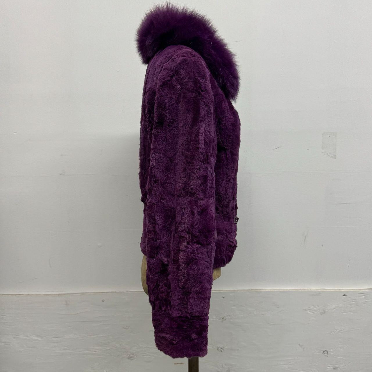 Vintage Y2K Purple Rabbit and Fox Fur Jacket