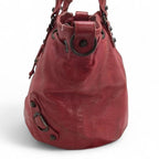Vintage Balenciaga class mini pompon leather hand bucket bag with double handle