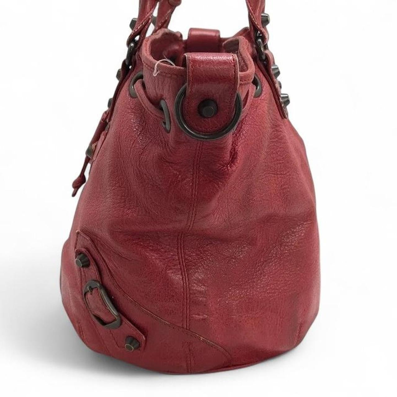 Vintage Balenciaga class mini pompon leather hand bucket bag with double handle