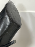 Vtg CHANEL BLACK LEATHER CC LOGO SOCK BOOTS 39
