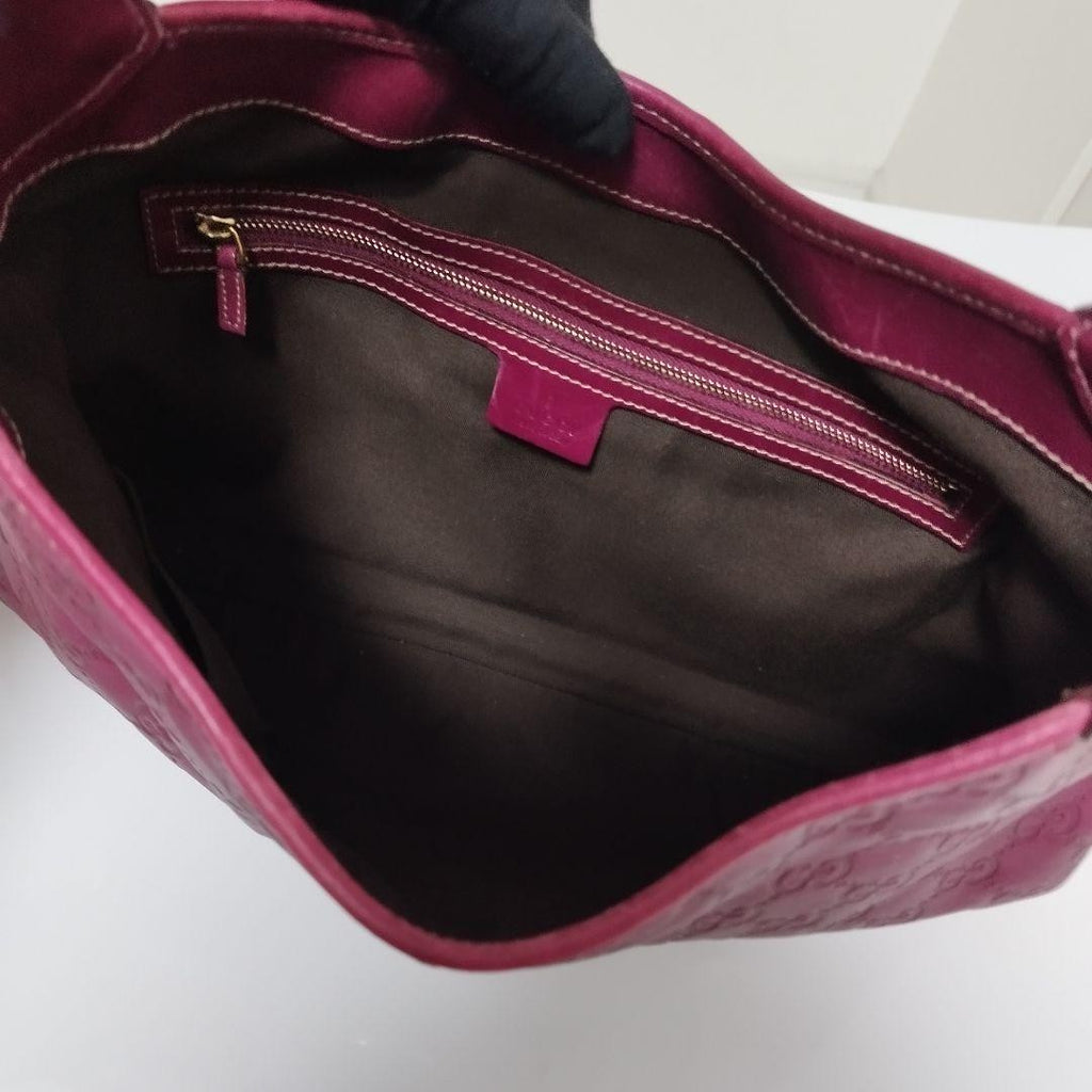 GUCCI Jackie Shima Leather Shoulder Bag Red Purple Hobo 153029