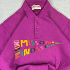 Missoni 1980s Purple Spellout Logo Button Up Jumper Size 42
