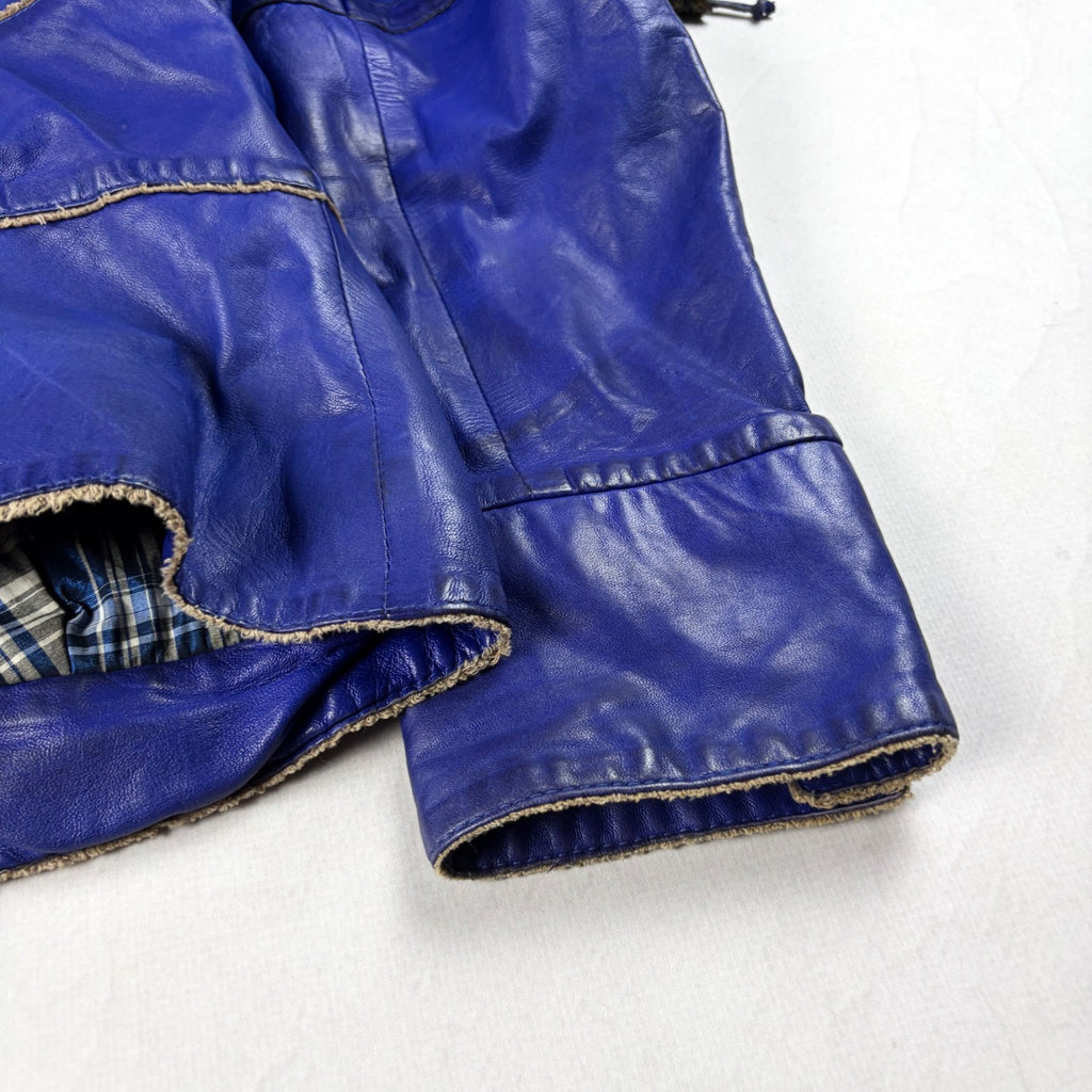 Franco Favori Vintage Real Leather Jacket Small Blue