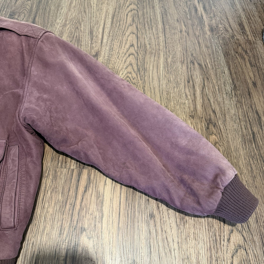 VTG Global Identity GIII Leather Aviator Bomber Jacket Men L Map Lined Purple