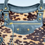 BALENCIAGA The City Brown Animal Print Pony Hair Two Way Bag