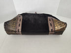 Cavalcanti Italy Black Leather Calf Hair and Cowhide Handbag