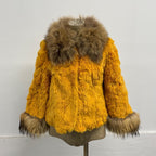 Vintage Y2K Gold Rabbit and Raccoon Fur Jacket