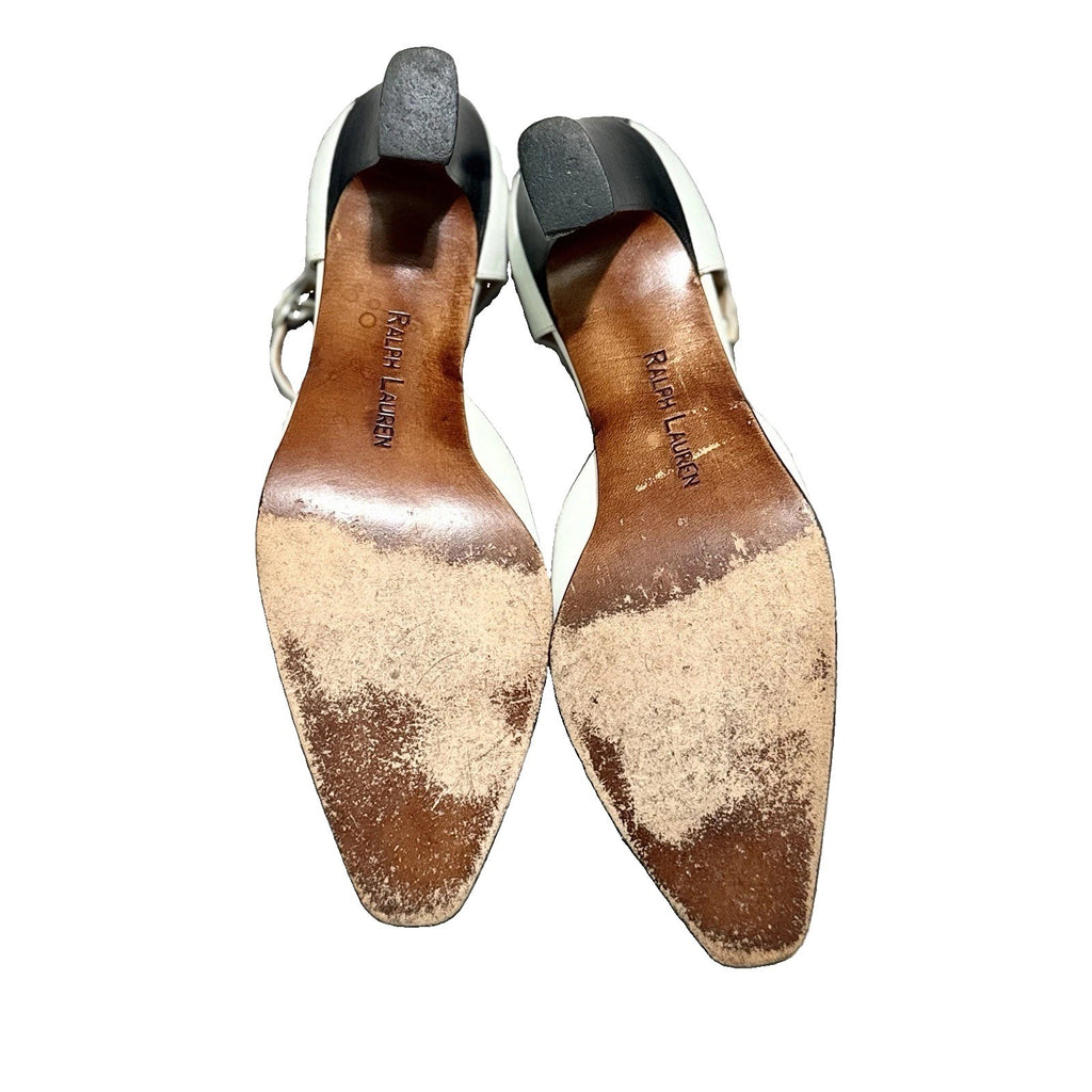 Ralph Lauren Cap-Toe Spectator Heels Navy Ivory Italian Leather 6.5