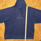 Vintage Adidas Hoodie Sz Large Center Logo Spellout Navy Embroidered Distressed