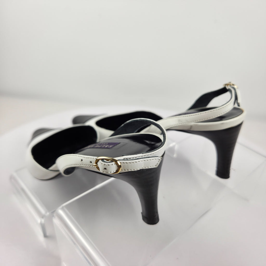 Ralph Lauren Collection Y2K Black and White Cap Toe Slingback Pumps Size 5.5B