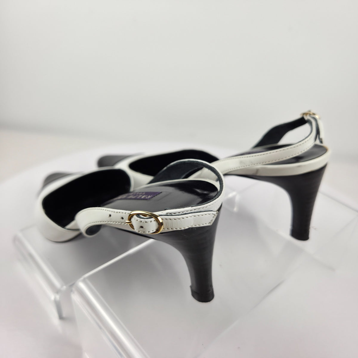 Ralph Lauren Collection Y2K Black and White Cap Toe Slingback Pumps Size 5.5B
