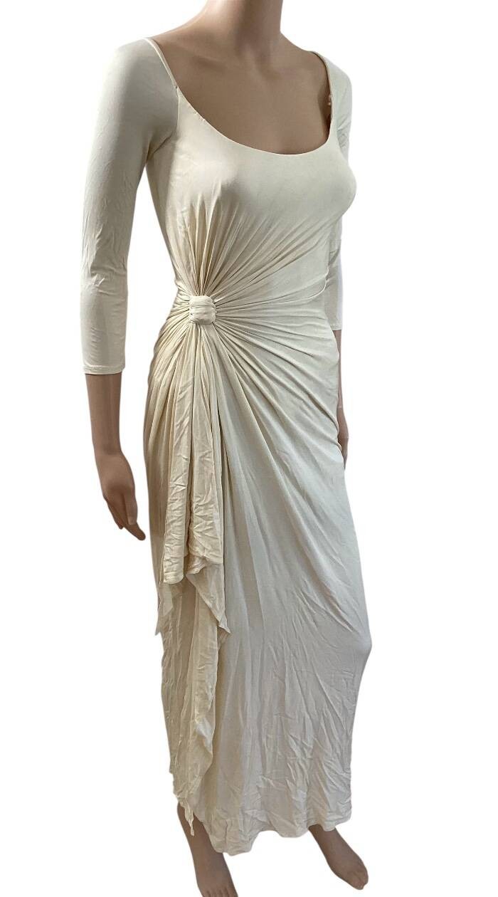 GIANNI VERSACE ss/1995 RUNWAY HIGH SLIT IVORY GOWN SIZE IT 40