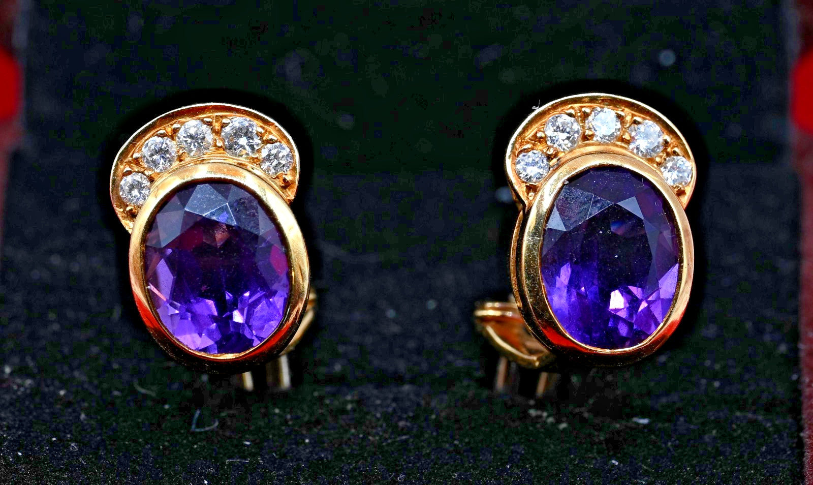 18k Gold vintage earrings Diamonds, Amethyst, Stunning, impressive, w/ appraisal