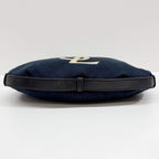 SAINT LAURENT Mombasa YSL Logo Navy Blue Canvas Shoulder Bag