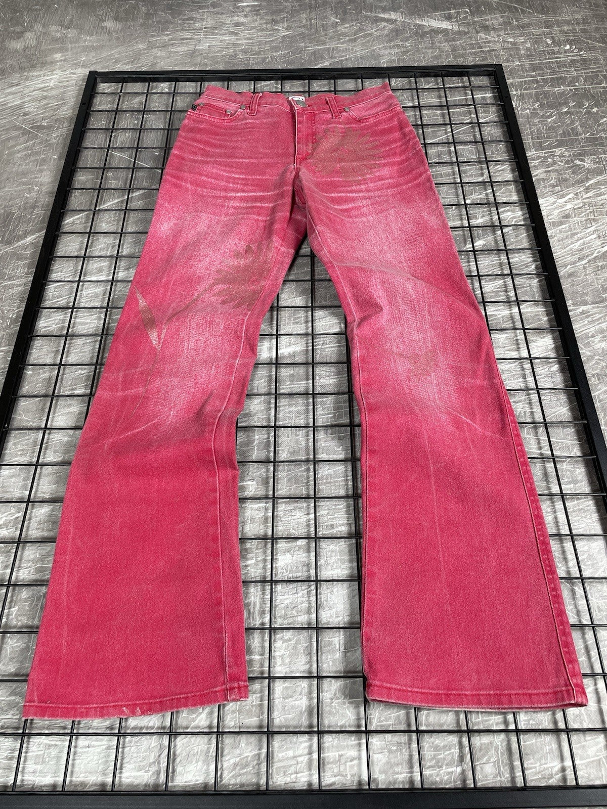 Roberto Cavalli Vintage Y2K Glitter Floral Perfect Soft Fade Denim Jeans Size 27