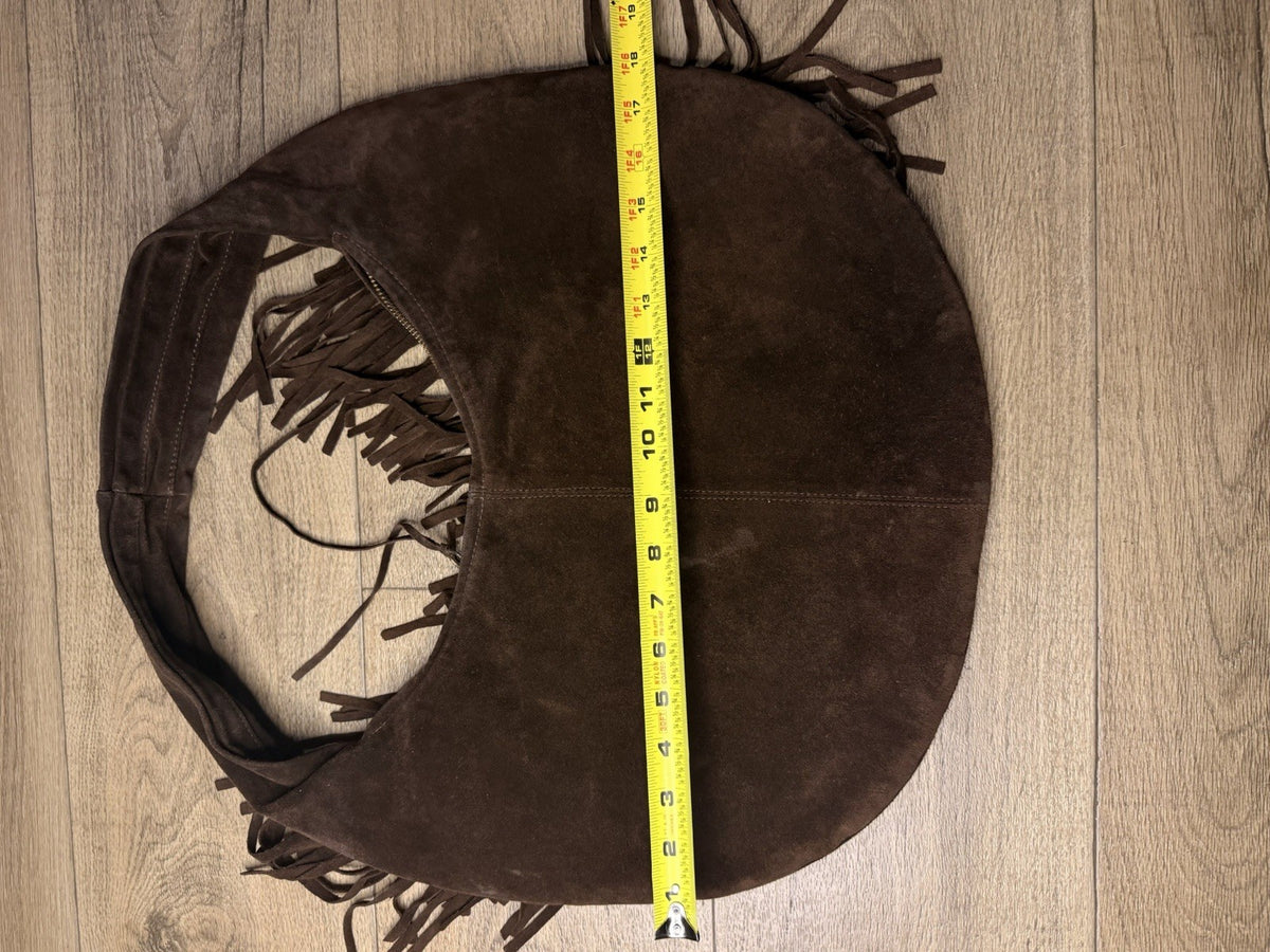 Bulga Hobo Fringe Studded Brown Leather Bag