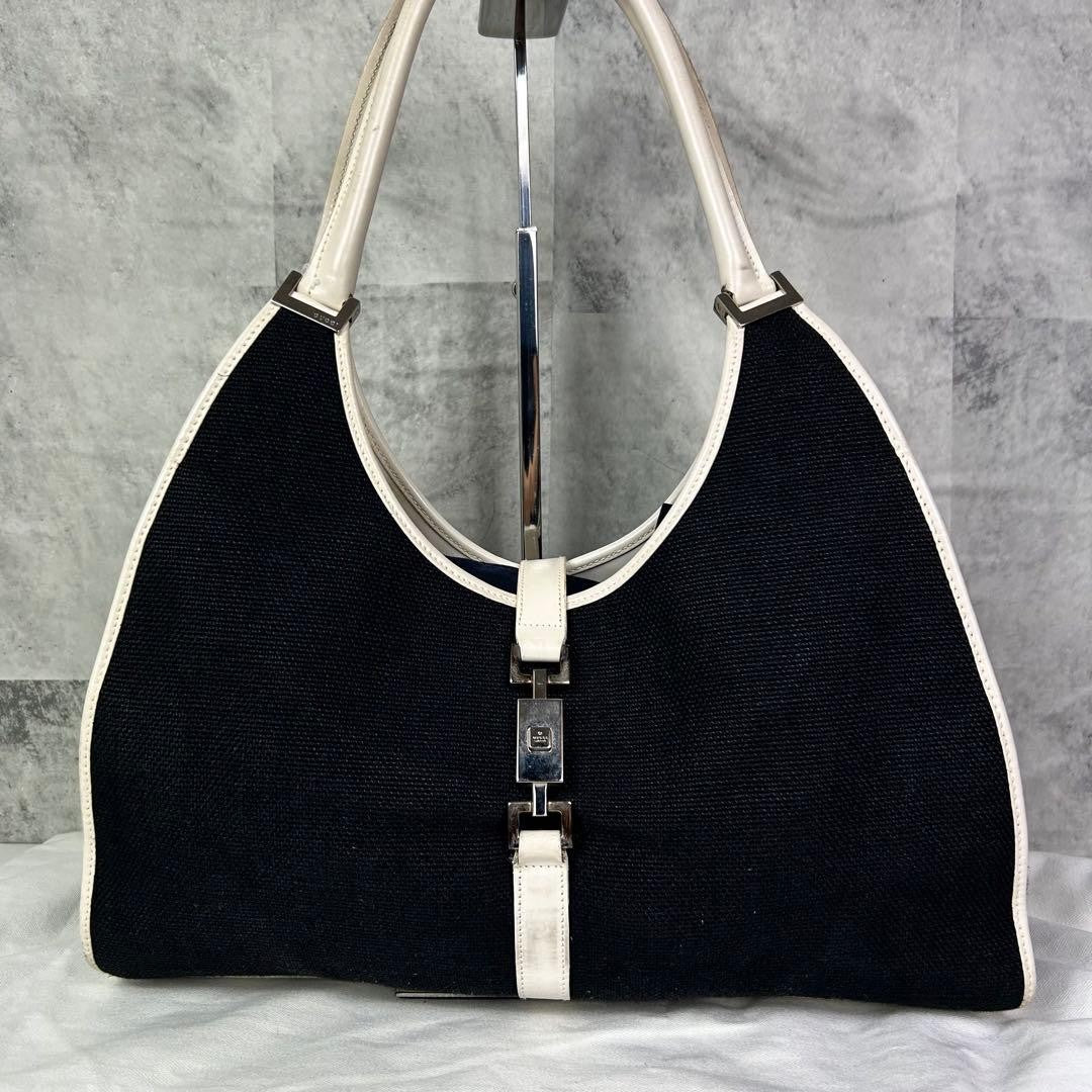 Gucci Jackie Shoulder Bag GG Canvas Leather Black