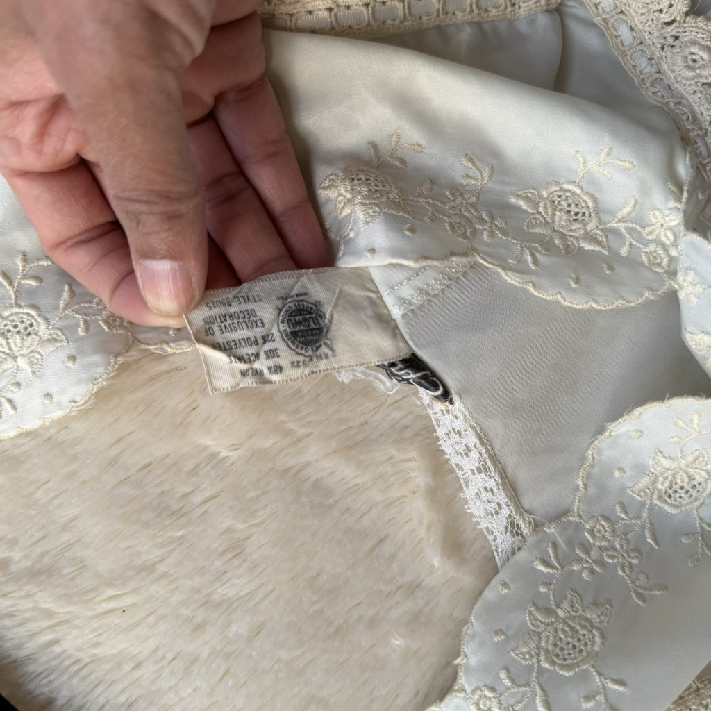 Vtg 70s Christian Dior Lingerie Ivory Lace Silk Nightgown Slip Womens Small