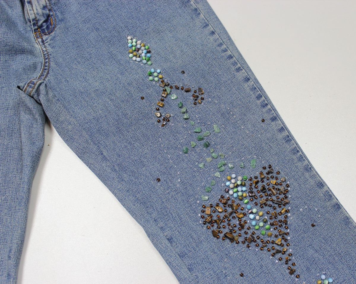 Cache Y2K Embellished Flared Denim Jeans Size 8