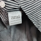 AMI Alexandre Mattiussi Striped Cotton Button Shirt Mens Sz XL Slim Fit Black