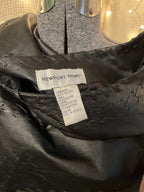 Vintage 90s Black Leather Whip Stitch Fringe Poncho Shawl Black Medium