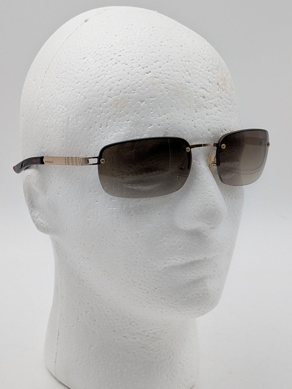 Vintage Burberry B8926/S Rimless Sunglasses Brown Gradient Gold Safilo W/ Case
