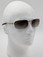 Vintage Burberry B8926/S Rimless Sunglasses Brown Gradient Gold Safilo W/ Case
