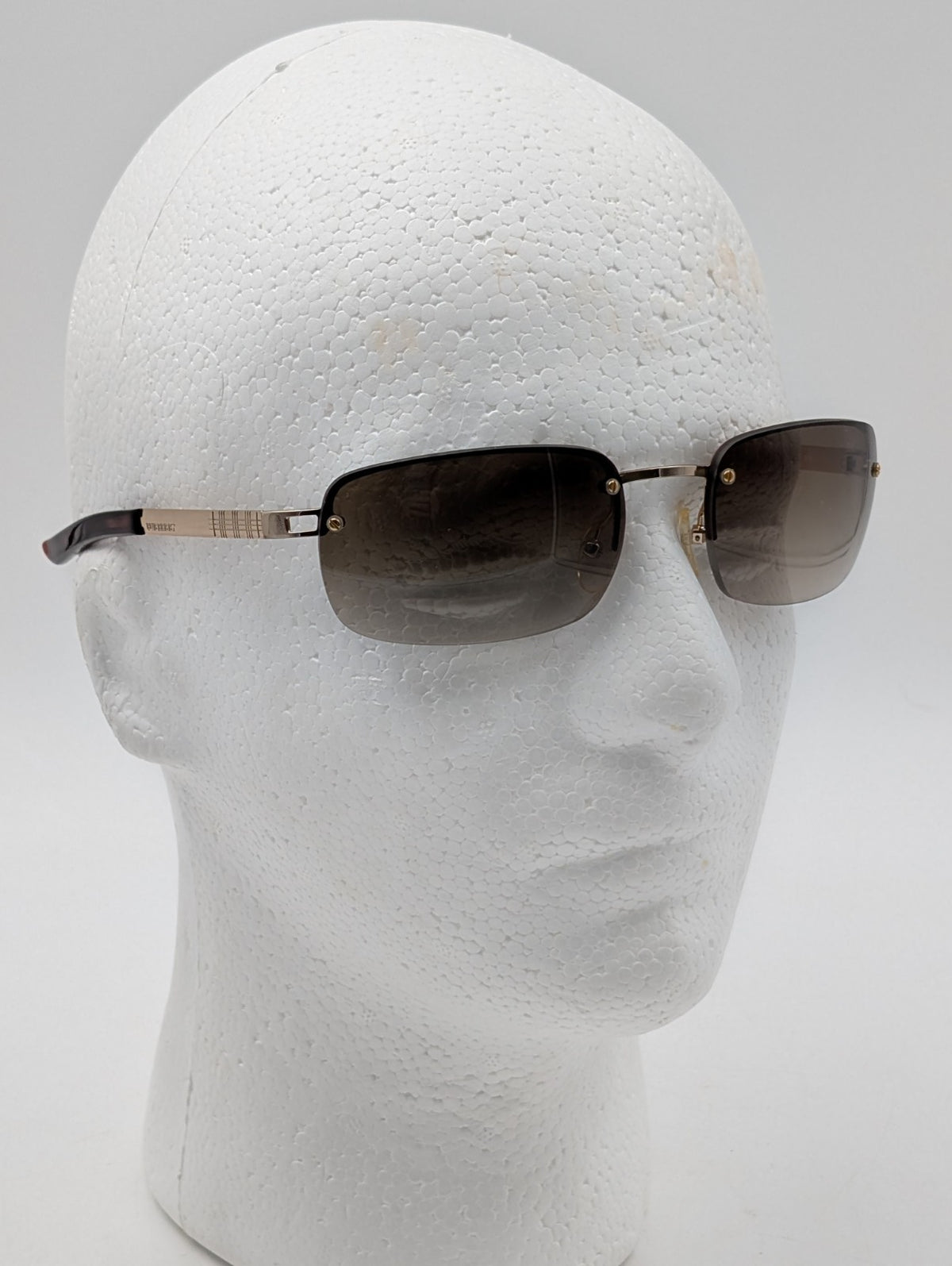 Vintage Burberry B8926/S Rimless Sunglasses Brown Gradient Gold Safilo W/ Case