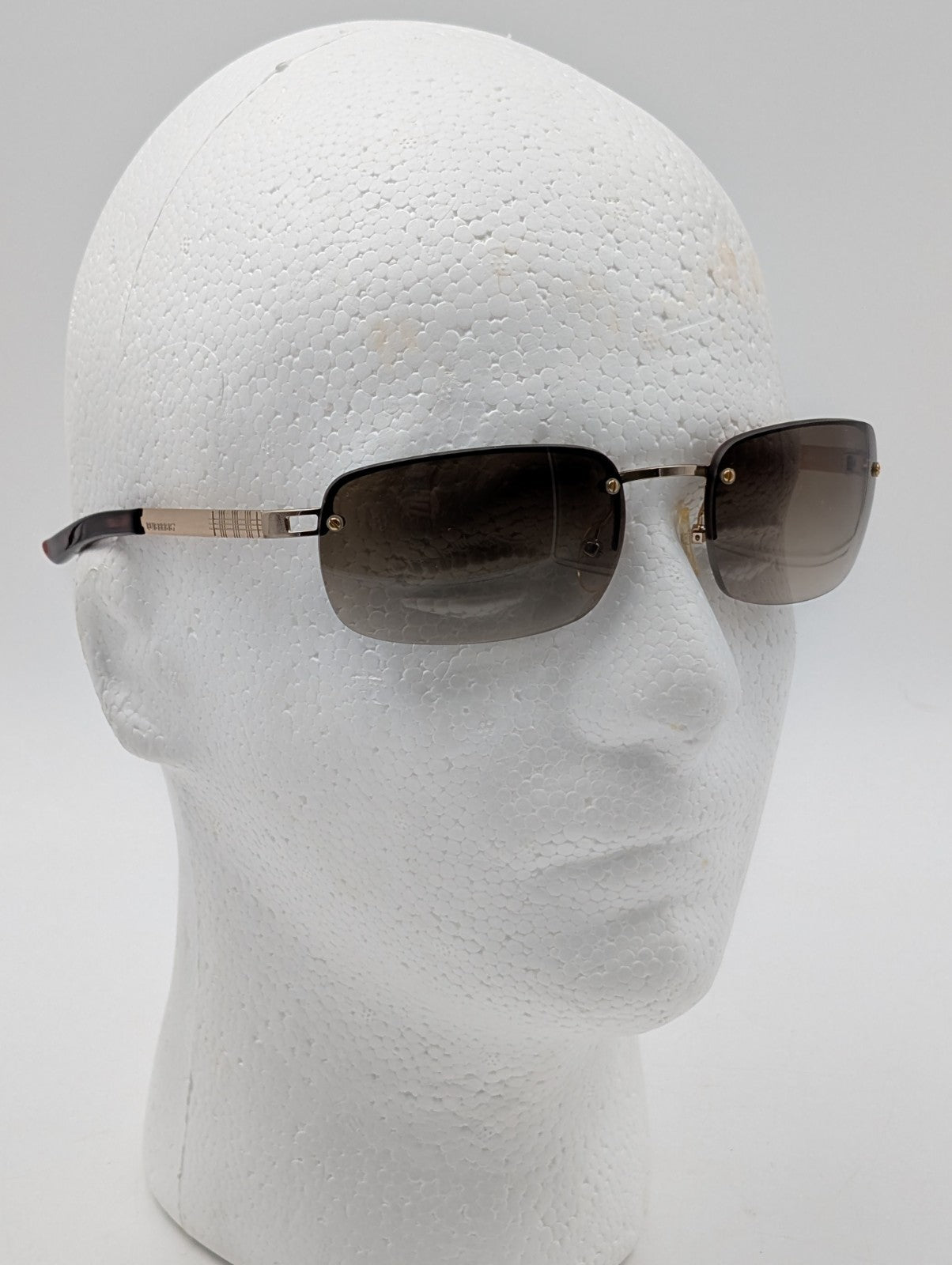 Vintage Burberry B8926/S Rimless Sunglasses Brown Gradient Gold Safilo W/ Case