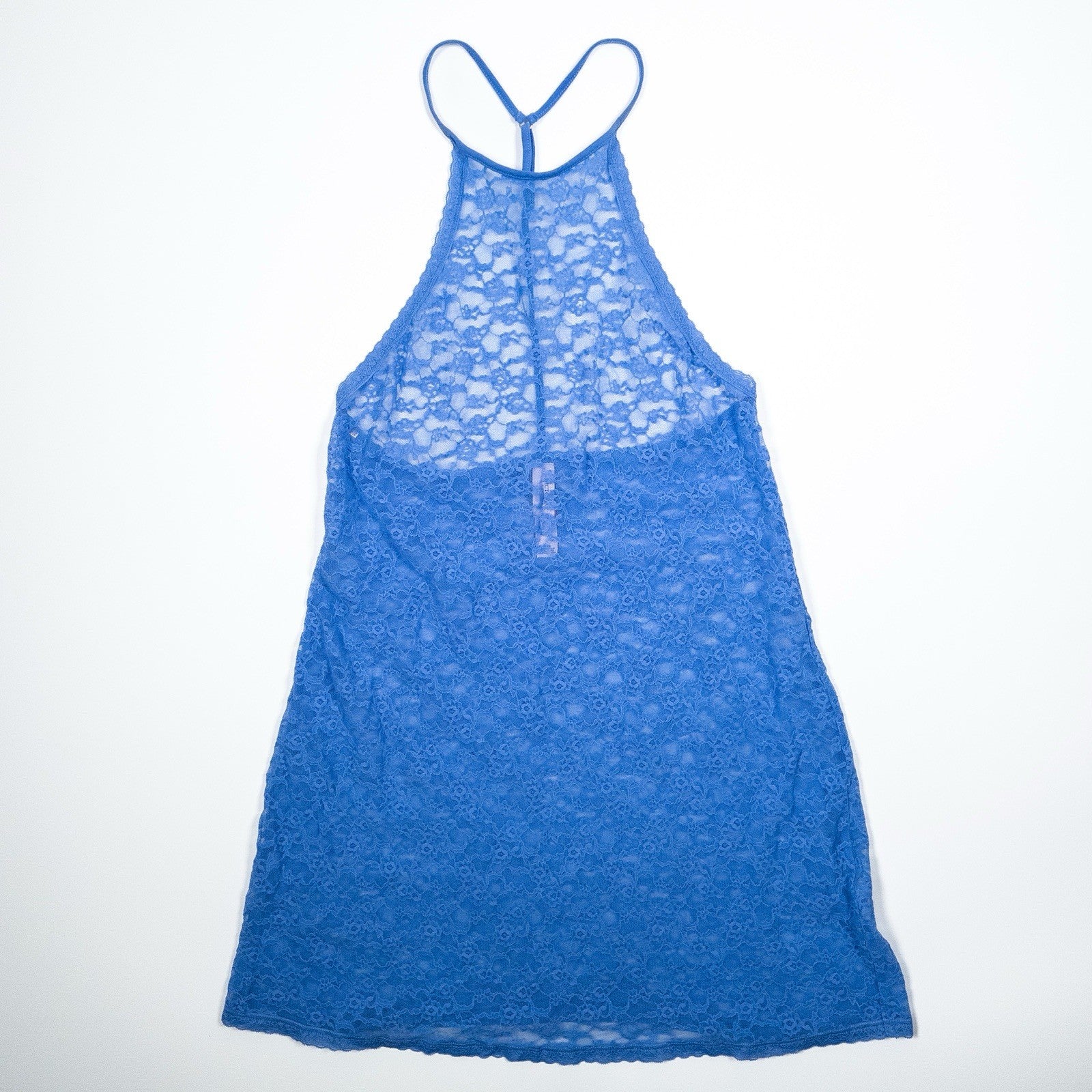 Victoria’s Secret Lace Chemise Slip Dress Blue M Racerback Lingerie Sleepwear