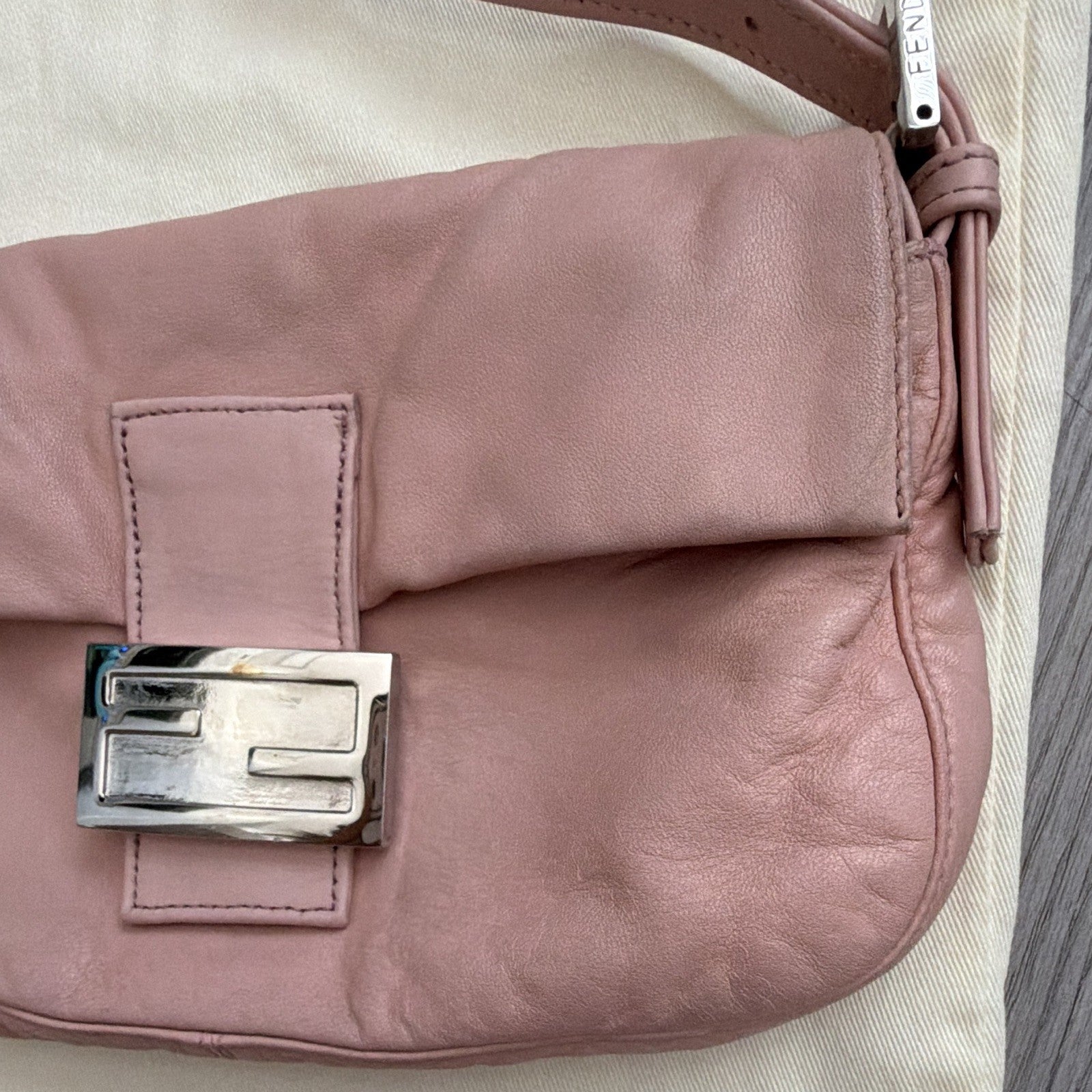 Fendi Pink Shoulder Bag Silver Logo Hardware Dust Bag