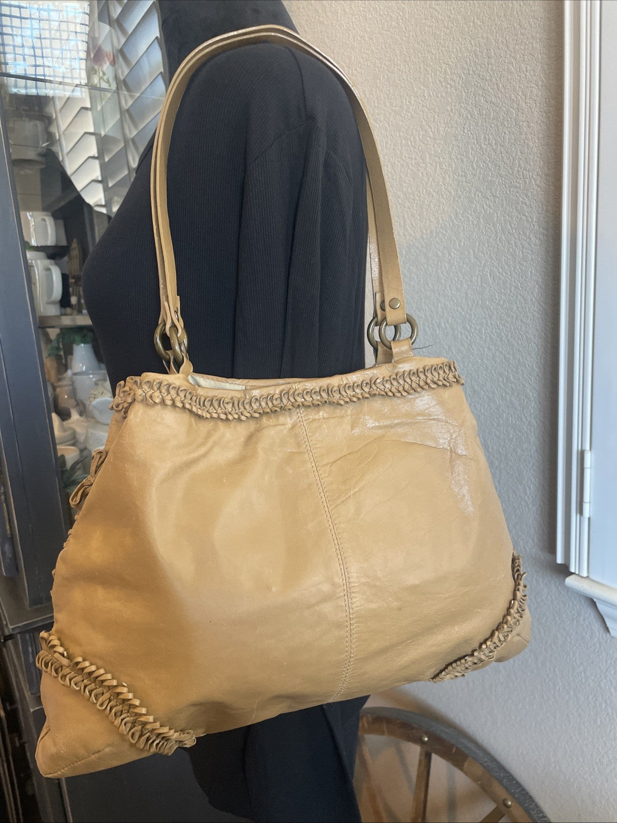 Nordstrom 1980s Shoulder Bag Fringe Camel Leather