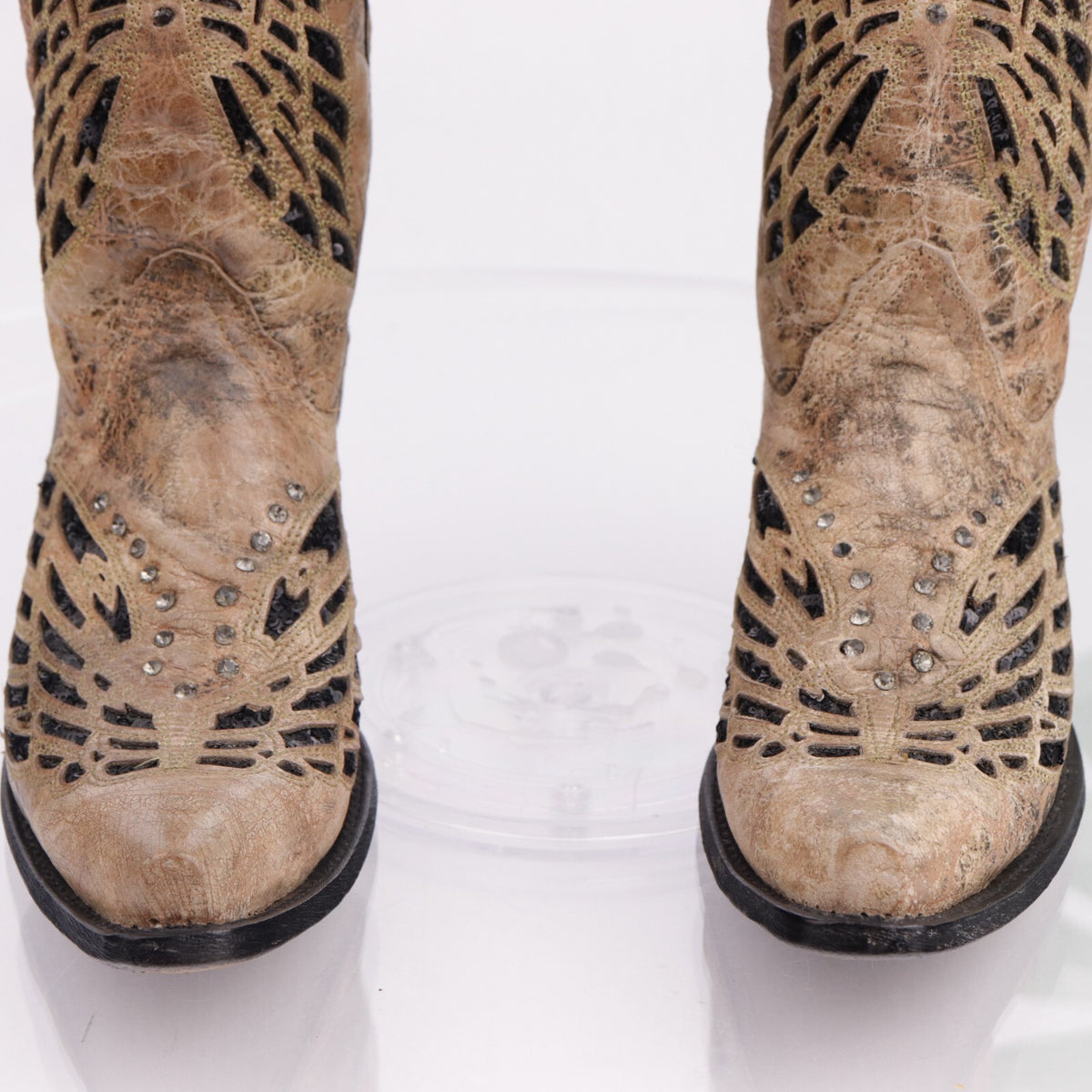 Corral Women's Cowboy Boot Size 8 Sequins Butterfly Distressed Brown Leather
