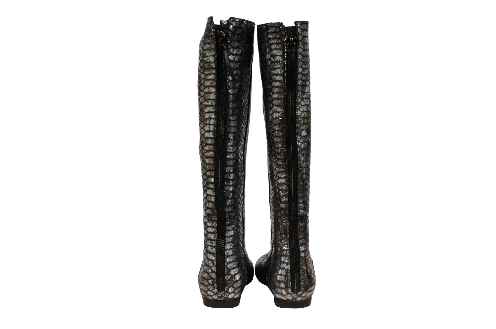Giuseppe Zanotti Knee High Boots US6.5 EU36.5 SIlver Metallic Croc Embossed